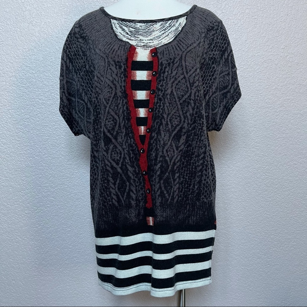 NEW Sweater/Tunic/Dress/Top — Knit/Stripe/Button Print